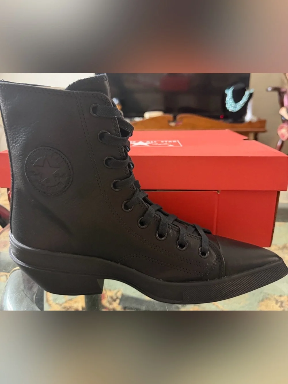 Converse Chuck 70 De Luxe leather cowboy boots in black 10.NWT